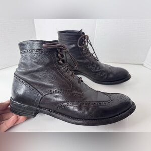 officine creative dark brown wingtip lace up short boots womens Size 38